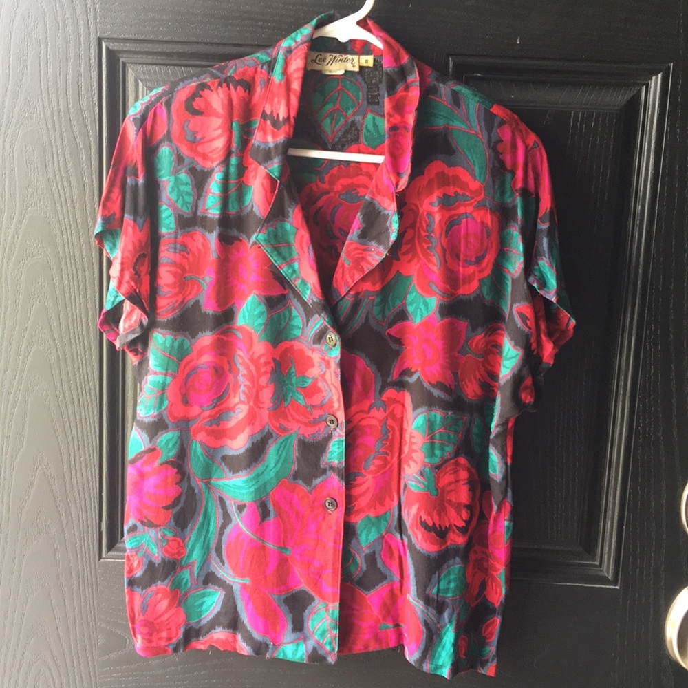 Vintage Lee Winter Brand Rose Blouse